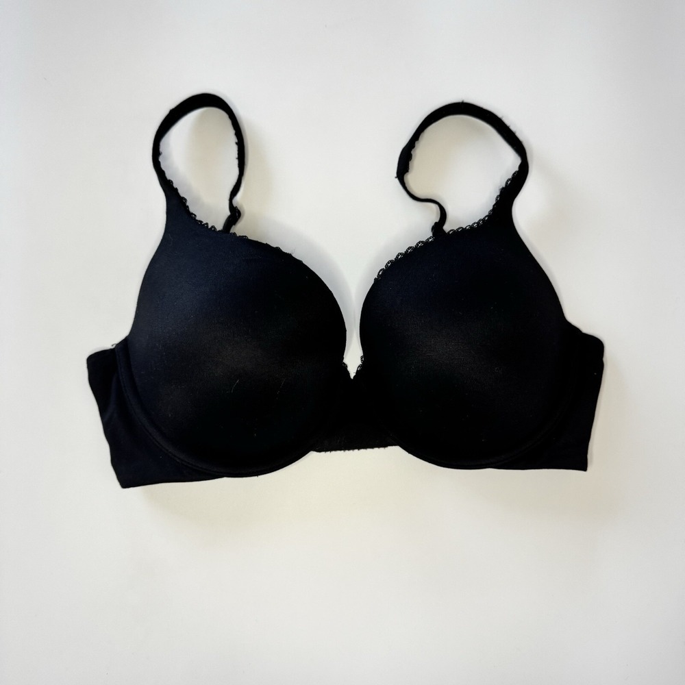 Victoria's Secret Perfect Shape Bra 32DD Padded Black Body by Victoria